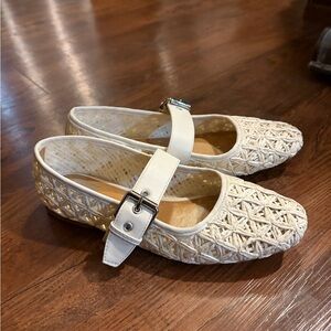 Dolce Vita Cream Woven Mary Jane Shoes